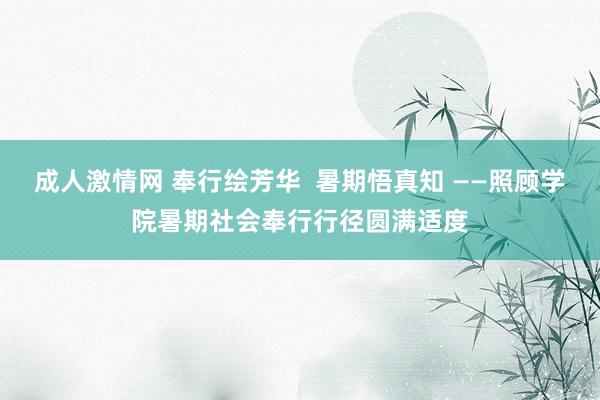 成人激情网 奉行绘芳华  暑期悟真知 ——照顾学院暑期社会奉行行径圆满适度