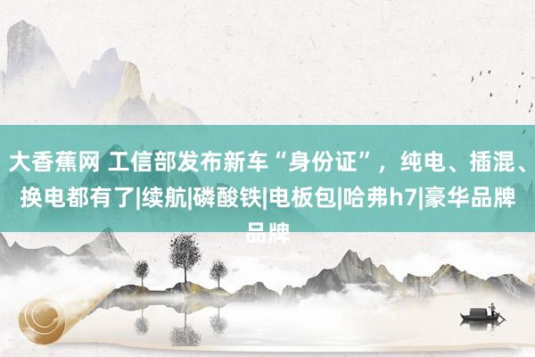 大香蕉网 工信部发布新车“身份证”，纯电、插混、换电都有了|续航|磷酸铁|电板包|哈弗h7|豪华品牌