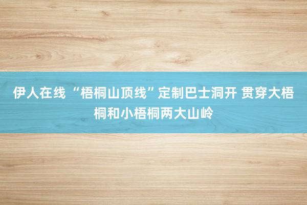 伊人在线 “梧桐山顶线”定制巴士洞开 贯穿大梧桐和小梧桐两大山岭