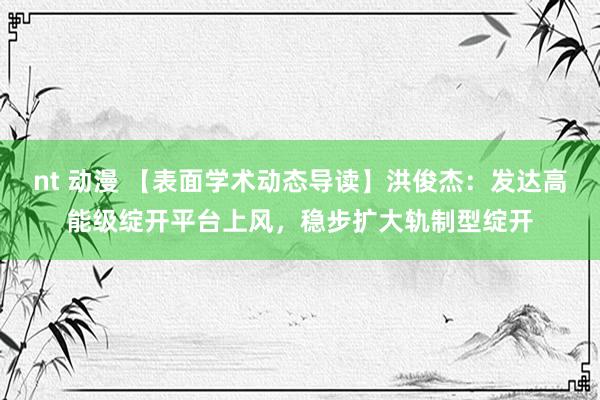 nt 动漫 【表面学术动态导读】洪俊杰：发达高能级绽开平台上风，稳步扩大轨制型绽开